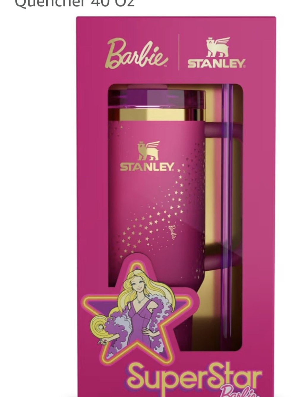 Stanley Hot Pink & Gold Barbie Collaboration Tumbler